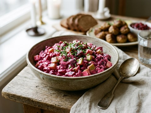 Klassisk rödbetssallad med äpple
