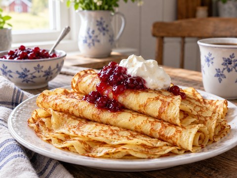 Klassiska tunna pannkakor