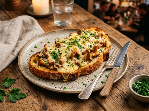 Krämig kantarelltoast med Västerbottensost och persilja