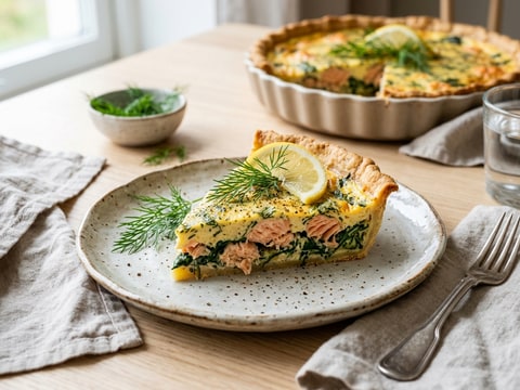 Krämig laxpaj med spenat och dill