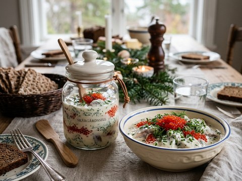 Krämig skärgårdssill med rom och dill