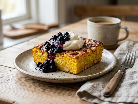 Saffranspannkaka från Gotland med salmbärssylt