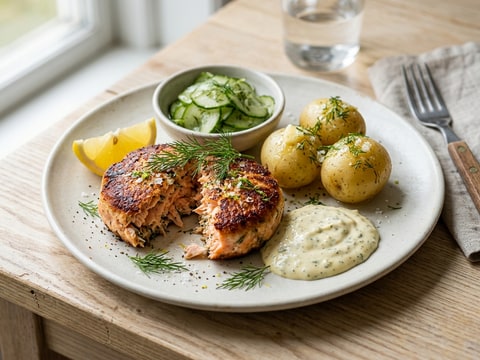 Saftiga laxbiffar med dill och citron