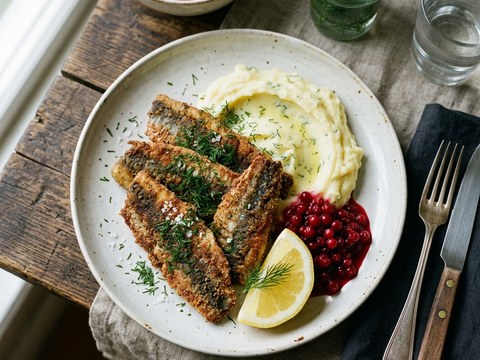Stekt strömming med potatismos