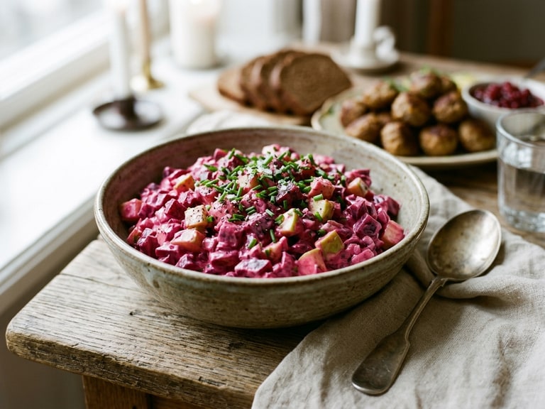 Klassisk rödbetssallad med äpple