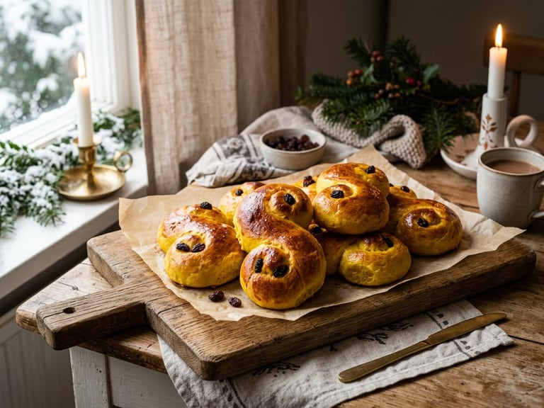 Klassiska saftiga lussekatter med saffran och russin