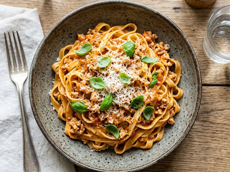Krämig Kycklingfärssås med Tagliatelle