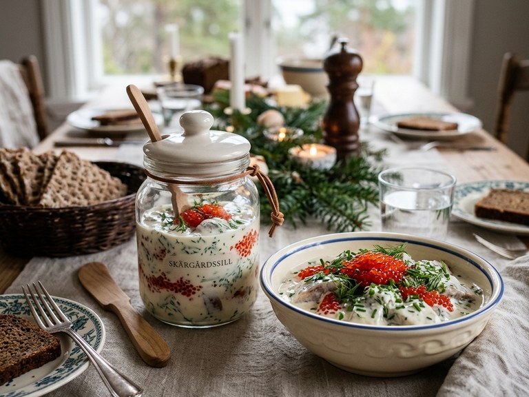 Krämig skärgårdssill med rom och dill