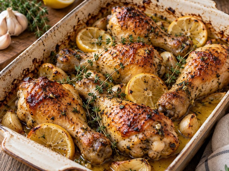 Kycklingklubbor i ugn med vitlök och citron
