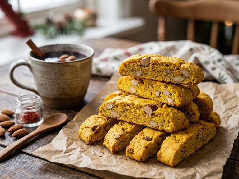 Saffransbiscotti med rostad mandel