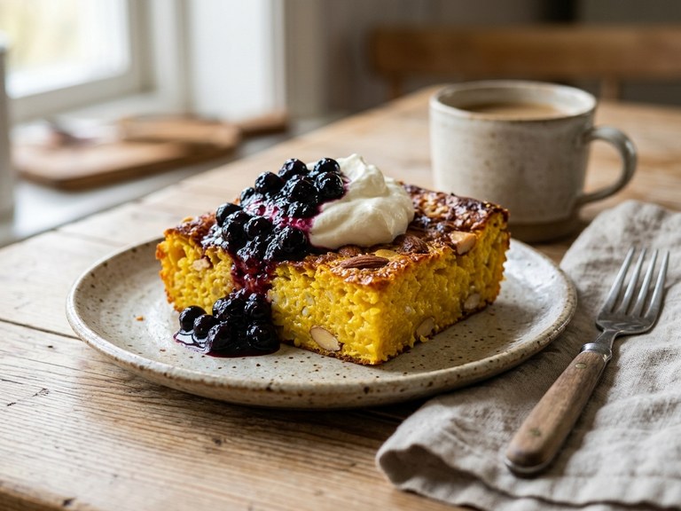 Saffranspannkaka från Gotland med salmbärssylt