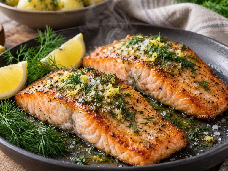 Saftig lax i airfryer med dill & citron