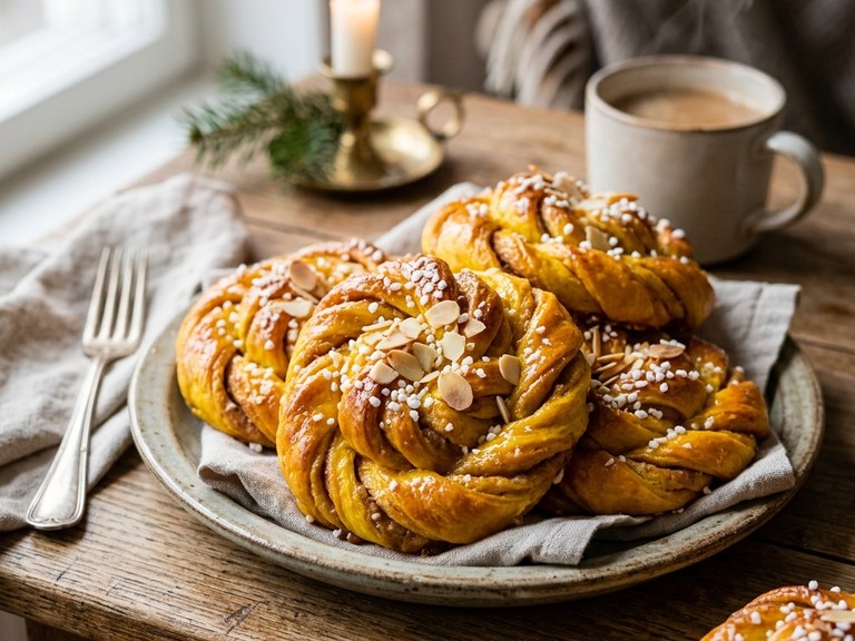Saftiga Saffransknutar med Mandelmassa & Vit Choklad